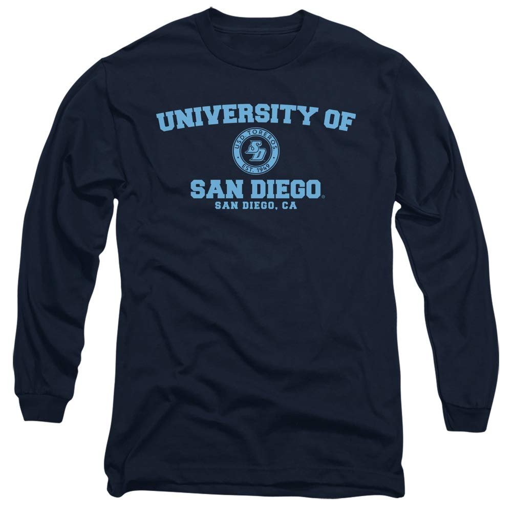 University of San Diego Official Circle Logo Unisex Adult Long-Sleeve T Shirt,Navy, Large