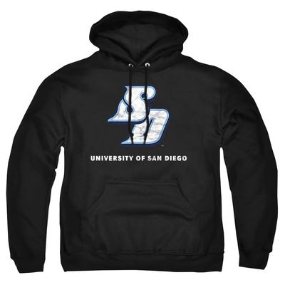 University of San Diego Official Distressed Primary Unisex Adult Pull-Over Hoodie,Black, 2X-Large