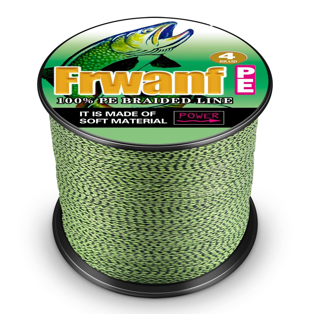 Frwanf Braided Fishing Line 4 Strands Super Strong PE Fishing String ExtremePower Fishing Braid Line for Saltwater and Fresh Water 30LB Test 100M/109Yards Black and Yellow