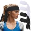 TOPTIE 4 Packs Tie Sweat Headbands for Men Women, Sport Headband Tie Back for Running Tennis Basketball - 2 Black & 2 White view 1