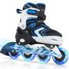 Adjustable Inline Skates for Boys, Blades Roller Skates with All Light up Wheels for Big Kids, Blue, Size 10 11 12 13 view 1