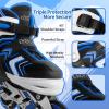 Adjustable Inline Skates for Boys, Blades Roller Skates with All Light up Wheels for Big Kids, Blue, Size 10 11 12 13 view 2