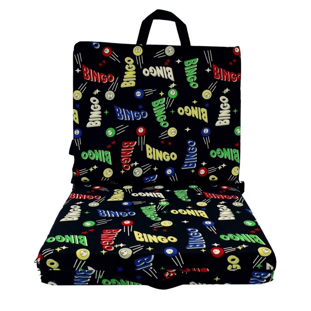 TG,LLC Treasure Gurus Patterned Foam Bingo Game Seat Folding Double Office Stadium Chair Cushion Back Support Pad