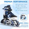 Adjustable Inline Skates for Boys, Blades Roller Skates with All Light up Wheels for Big Kids, Blue, Size 1 2 3 4 view 2