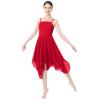 ODASDO Women Lyrical Dance Dress Ballet Modern Contemporary Dance Costume Spaghetti Straps Handerkerchief Hem Chiffon Flowy Skirt Ballroom Cha Cha Clothes Red XL view 1