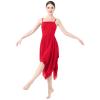 ODASDO Women Lyrical Dance Dress Ballet Modern Contemporary Dance Costume Spaghetti Straps Handerkerchief Hem Chiffon Flowy Skirt Ballroom Cha Cha Clothes Red XL view 2