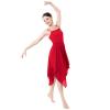 ODASDO Women Lyrical Dance Dress Ballet Modern Contemporary Dance Costume Spaghetti Straps Handerkerchief Hem Chiffon Flowy Skirt Ballroom Cha Cha Clothes Red XL view 3