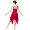 ODASDO Women Lyrical Dance Dress Ballet Modern Contemporary Dance Costume Spaghetti Straps Handerkerchief Hem Chiffon Flowy Skirt Ballroom Cha Cha Clothes Red XL view 4