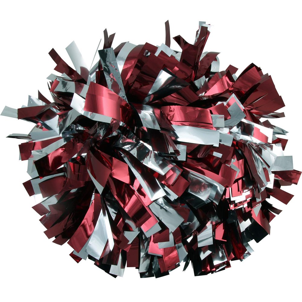 Metallic Cheerleader Cheerleading Pom Poms 6 inch 1 Pair 2 Pieces (Maroon/Silver)
