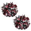 Metallic Cheerleader Cheerleading Pom Poms 6 inch 1 Pair 2 Pieces (Maroon/Silver) view 2