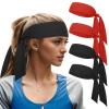 TOPTIE 4 Packs Tie Sweat Headbands for Men Women, Sport Headband Tie Back for Running Tennis Basketball - 2 Black & 2 Red view 1