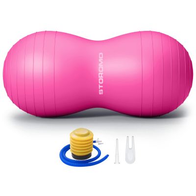 Anti-Burst Peanut Ball  High Weight Capacity Exercise Ball for Birth, Yoga, Pilates & Physical Therapy, Eco-Friendly PVC Fitness Ball for Kids & Adults, Includes Pump (23.6x11.8 inch (60x30cm)Pink)