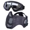 Yzpacc Airsoft Mask with Goggles, Foldable Half Face Airsoft Mesh Mask with Ear Protection for Paintball Shooting Cosplay CS Game view 1