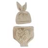 IDOPIP Newborn Baby Bunny Easter Photography Prop Crochet Knit Rabbit Hat Diaper Bloomers First 1st Birthday Outfit for Boy Girl Photo Shoot dress Hat + Shorts (2pcs) 0-3 Months view 1