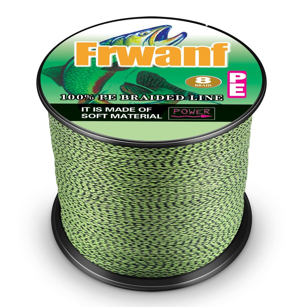 Frwanf Braided Fishing Line 8 Strands Super Strong PE Fishing String ExtremePower Fishing Braid Line for Saltwater and Fresh Water 80LB Test 100M/109Yards Black and Yellow