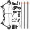 ZSHJGJR Archery Compound Bow and Arrow Set for Youth and Adults Beginner 16"-26" Draw Length 14-40 Lbs Adjustable Draw Weight 220 fps Max Speed Archery Hunting Shooting Kit Right Handed (Black) view 1