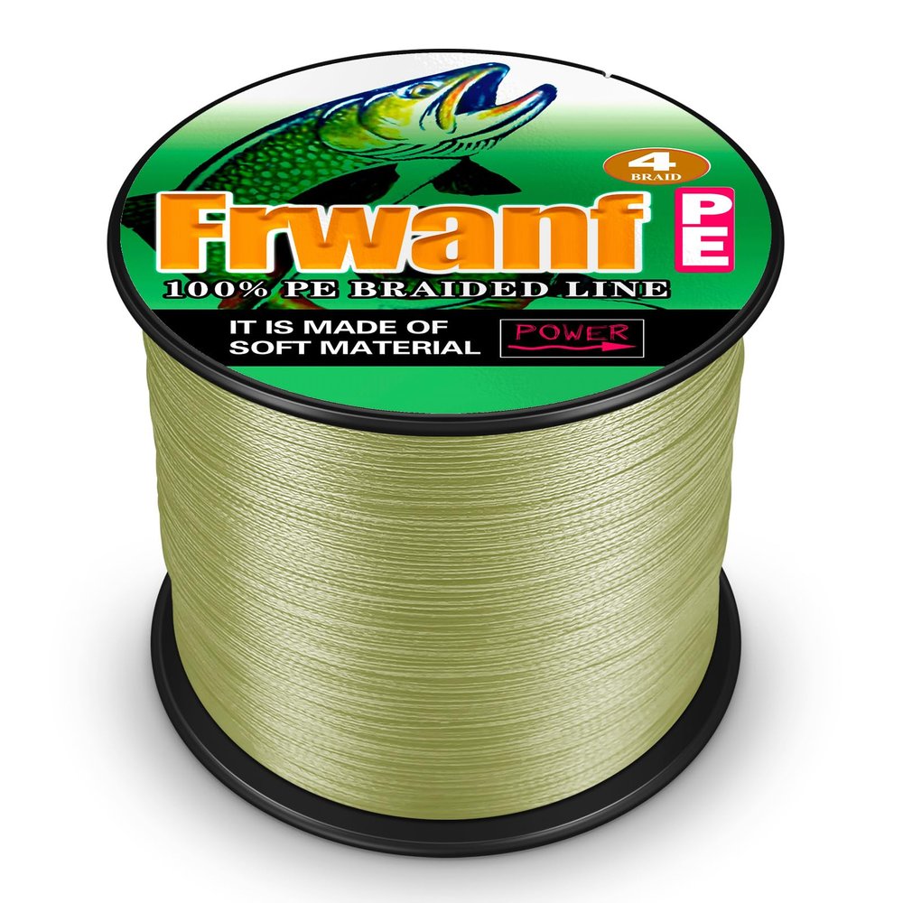 Frwanf Braided Fishing Line 4 Strands Super Strong PE Fishing String ExtremePower Fishing Braid Line for Saltwater and Fresh Water 20LB Test 100M/109Yards Army Green