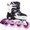 Adjustable Inline Skates for Girls, Girls Roller Skates with All Light up Wheels for Big Kids, Pink, Size 10 11 12 13 view 1