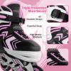 Adjustable Inline Skates for Girls, Girls Roller Skates with All Light up Wheels for Big Kids, Pink, Size 10 11 12 13 view 2