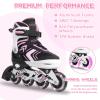 Adjustable Inline Skates for Girls, Girls Roller Skates with All Light up Wheels for Big Kids, Pink, Size 10 11 12 13 view 3