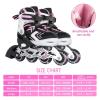 Adjustable Inline Skates for Girls, Girls Roller Skates with All Light up Wheels for Big Kids, Pink, Size 10 11 12 13 view 4