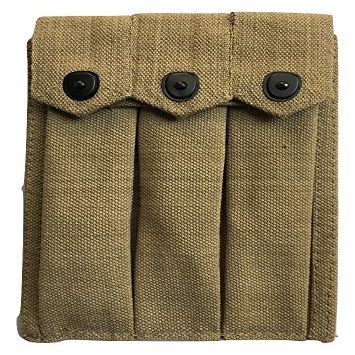 Warcraft Exports U.S. Army GI USGI WWII Triple 3 Magazine Thompson Belt Holster 3 Cell Canvas Pouch-Khaki