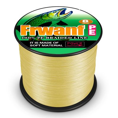 Frwanf Braided Fishing Line 8 Strands Super Strong PE Fishing String ExtremePower Fishing Braid Line for Saltwater and Fresh Water 30LB Test 300M/328Yards Yellow