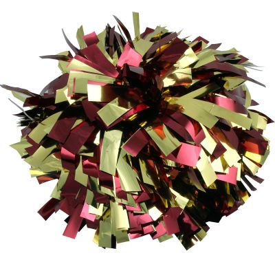 Metallic Cheerleader Cheerleading Pom Poms 6 inch 1 Pair 2 Pieces (Maroon/Gold)