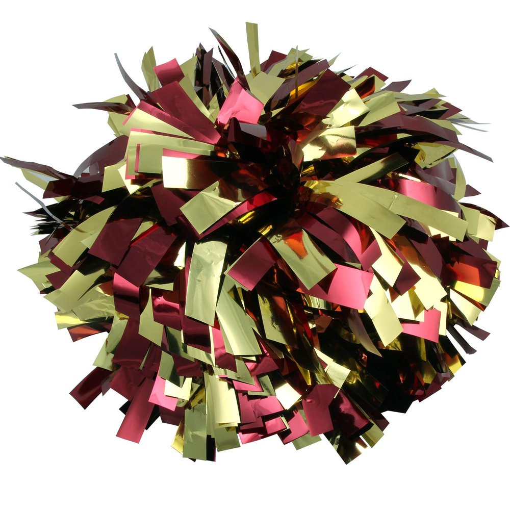 Metallic Cheerleader Cheerleading Pom Poms 6 inch 1 Pair 2 Pieces (Maroon/Gold)