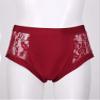 Loodgao Women's Sexy Floral Lace High Waist Boyshorts Underwear Cheeky High Cut Underpants Ruched Bikini Bottoms Red S view 3