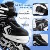 Adjustable Inline Skates for Boys, Blades Roller Skates for Kids Ages 8-12, Roller Skates with All Light up Wheels for Youth, Black White view 2