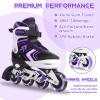 Adjustable Inline Skates for Girls, Girls Roller Skates with All Light up Wheels for Big Kids, Purple, Size 1 2 3 4 view 3