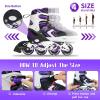 Adjustable Inline Skates for Girls, Girls Roller Skates with All Light up Wheels for Big Kids, Purple, Size 1 2 3 4 view 4