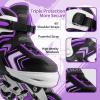 Adjustable Inline Skates for Girls, Girls Roller Skates with All Light up Wheels for Big Kids, Purple, Size 10 11 12 13 view 3