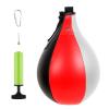 HEYJUDY Leather Speed Bag Adult Boxing Bag Boxing Speed Balloon Heavy Duty Leather Hanging Swivel Punch Ball for Boxing Muay Thai Fitness or Fighting Sport Training, Black and White Red view 1