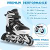 Adjustable Inline Skates for Boys, Blades Roller Skates with All Light up Wheels for Big Kids, Black, Size 1 2 3 4 view 2