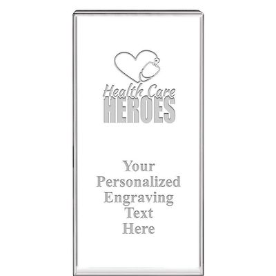 6" Health Care Heroes Vertical Display Crystal Award, Custom Engraved Health Care Heroes Crystal Trophy, Engraving with Your Own Text Included, Prime