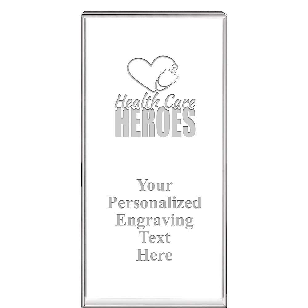 6" Health Care Heroes Vertical Display Crystal Award, Custom Engraved Health Care Heroes Crystal Trophy, Engraving with Your Own Text Included, Prime