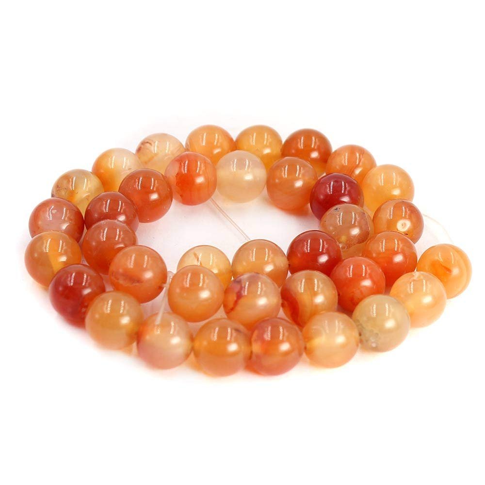4 6 8 10 12 14mm Red Carnelian Agate Round Jewelry Loose Gemstone Beads Strand 15" Natural Stone for Necklace Bracelet DIY Design (10mm)