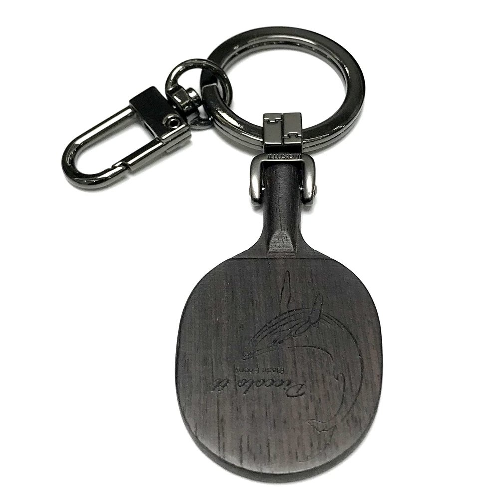 ILLUSIONI Ping Pong Keychain, 2.16 Inch Mini Table Tennis Racket Keyring, Premium Ebony Wooden Keychain, Best Gift for Ping Pong Lovers