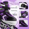 Adjustable Inline Skates for Girls, Girls Roller Skates for Kids Ages 8-12, Roller Skates with All Light up Wheels for Youth, Purple view 3