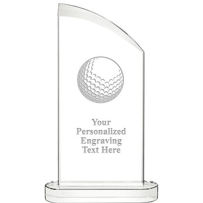 10" Golf Ball Aspiration Crystal Award, Personalized Golf Ball Crystal Trophy, Add Your Own Engraving Included