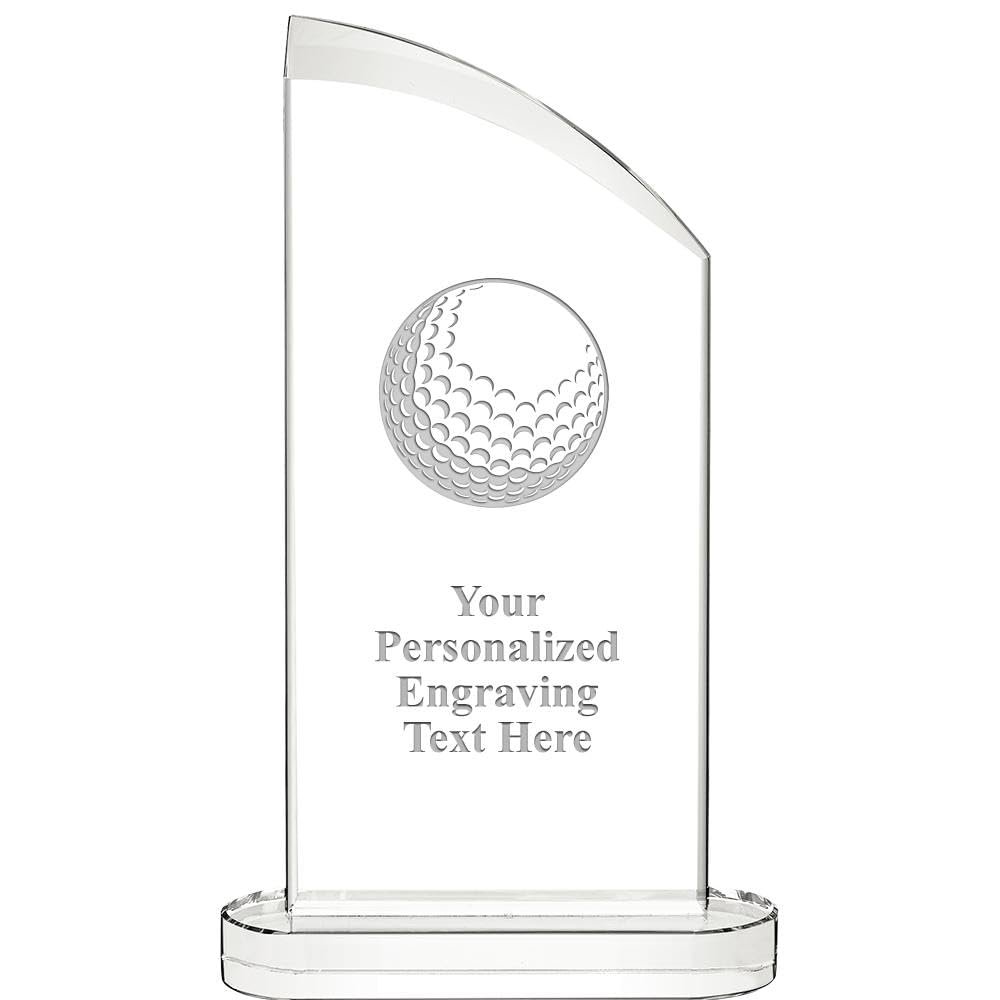 10" Golf Ball Aspiration Crystal Award, Personalized Golf Ball Crystal Trophy, Add Your Own Engraving Included