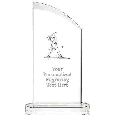 10" Baseball Batter Aspiration Crystal Award, Personalized Baseball Batter Crystal Trophy, Add Your Own Engraving Included, Prime
