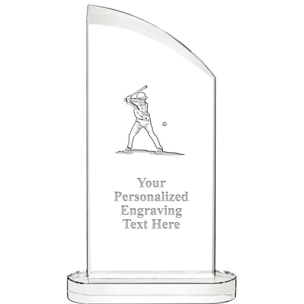 10" Baseball Batter Aspiration Crystal Award, Personalized Baseball Batter Crystal Trophy, Add Your Own Engraving Included, Prime