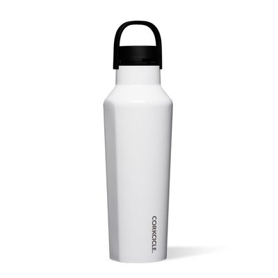 Corkcicle Sport Canteen - Keeps Drinks Cold 25 Hours - Stainless Steel Water Bottle - Triple-Insulated - Spill-Proof - Summer Drinkware Gift - Keeps Drinks Ice Cold - 20 oz - Gloss White