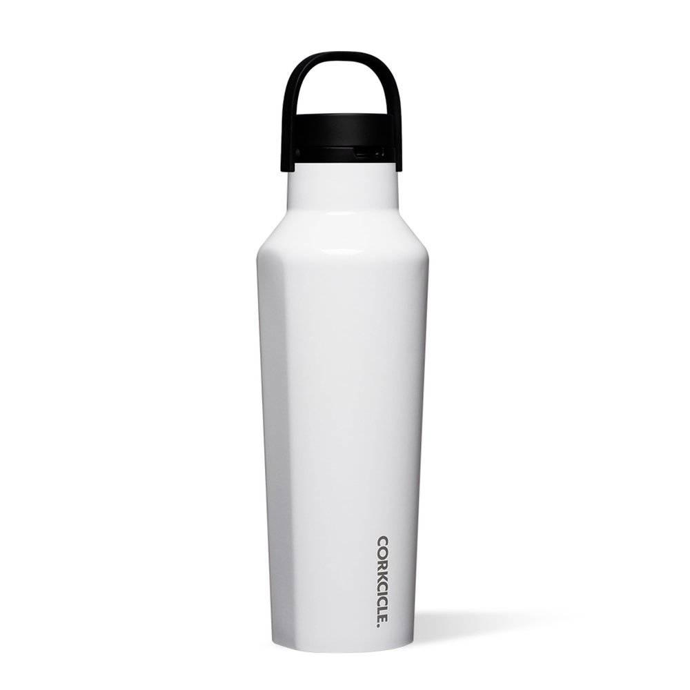 Corkcicle Sport Canteen - Keeps Drinks Cold 25 Hours - Stainless Steel Water Bottle - Triple-Insulated - Spill-Proof - Summer Drinkware Gift - Keeps Drinks Ice Cold - 20 oz - Gloss White