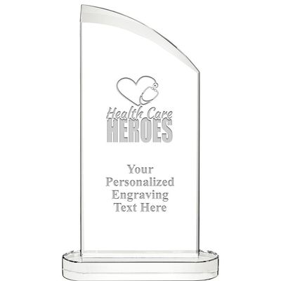 10" Health Care Heroes Aspiration Crystal Award, Personalized Health Care Heroes Crystal Trophy, Add Your Own Engraving Included, Prime