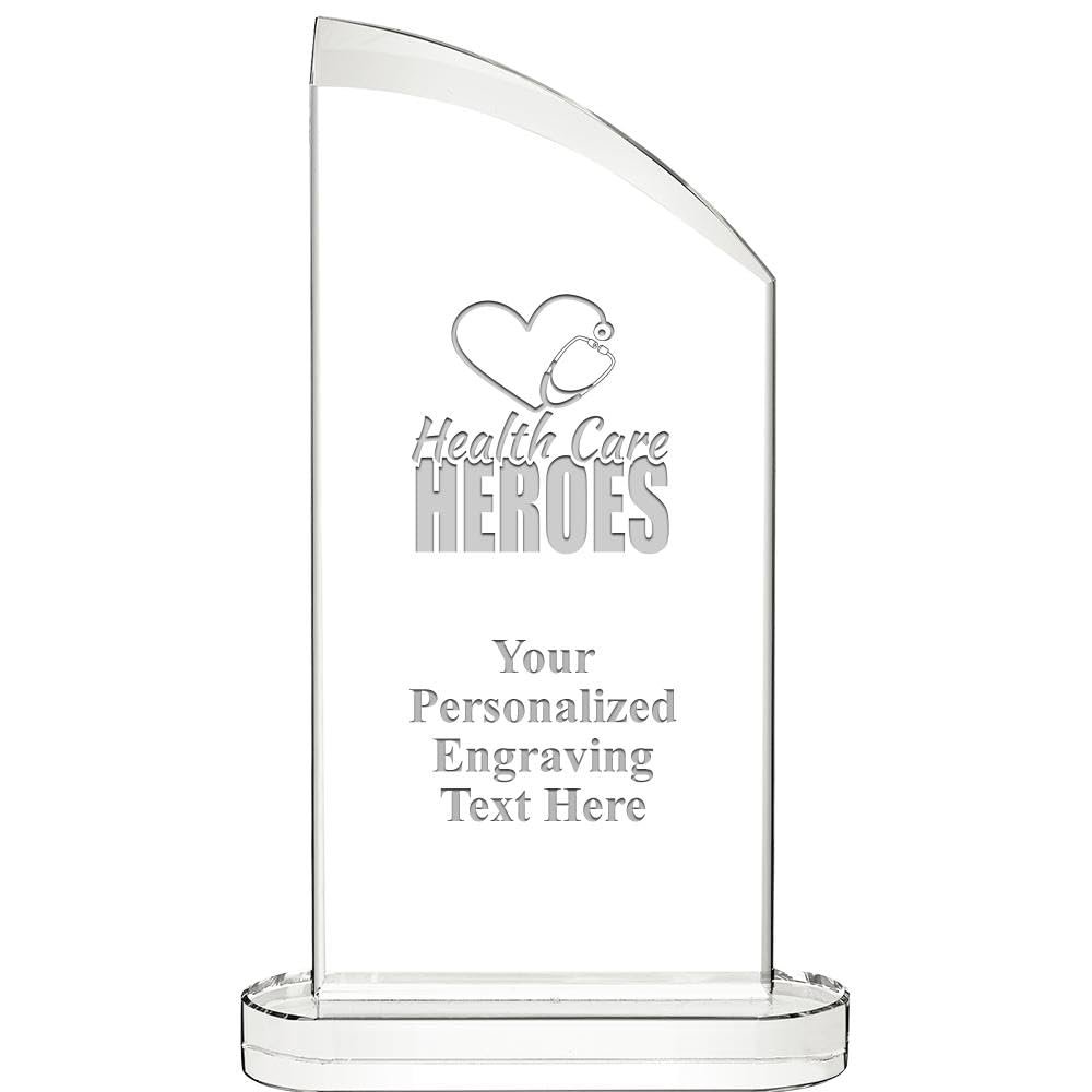 10" Health Care Heroes Aspiration Crystal Award, Personalized Health Care Heroes Crystal Trophy, Add Your Own Engraving Included, Prime
