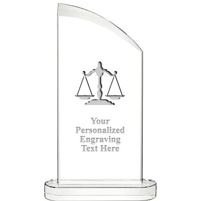 10" Scales of Justice Aspiration Crystal Award, Personalized Scales of Justice Crystal Trophy, Add Your Own Engraving Included, Prime